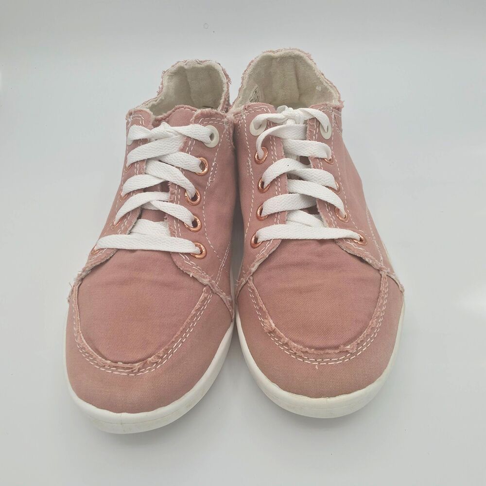 Vionic Pismo Pink Canvas Sneakers Womens 7 Comfort Casual Frayed Edge